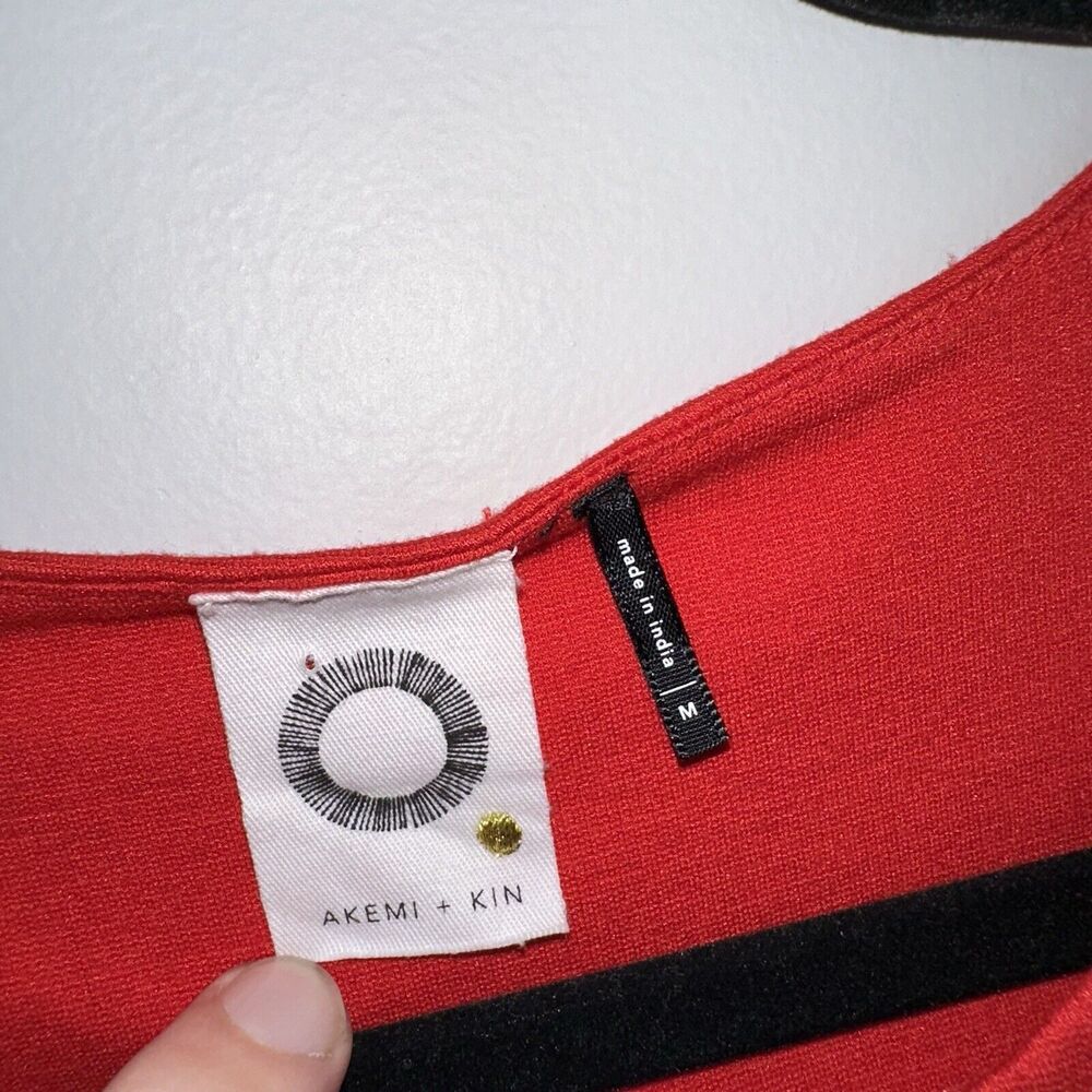 Akemi + Kin Anthropologie Bunch Scalloped Shell Top Red Orange Size Medium - Picture 6 of 7